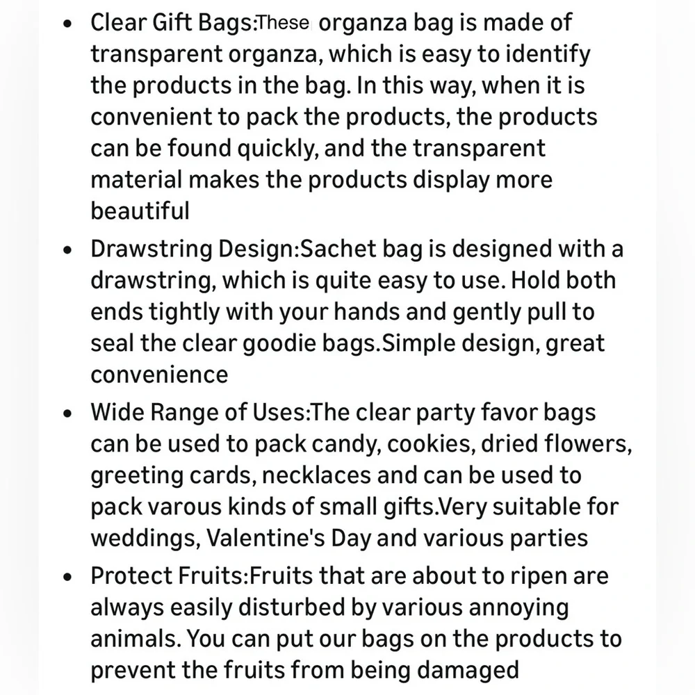 24 Organza Bags 4” x 6” Various Colors